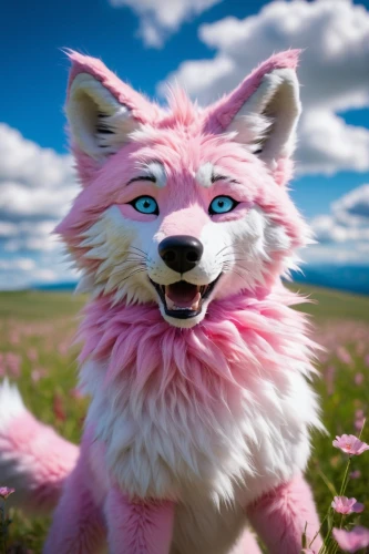 furta,cheery-blossom,furry,canine rose,springtime background,pink background,spring background,cute fox,magenta,pink cat,child fox,3d rendered,sky rose,flower background,pink quill,lokportrait,pink grass,adorable fox,kit fox,blooming field,Photography,Fashion Photography,Fashion Photography 06
