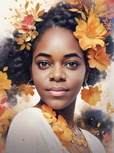 portrait background,nigeria woman,autumn icon,digital artwork,african woman,digital art,hosana,maria bayo,digital painting,autumn background,world digital painting,digital photo,thanksgiving background,photo painting,retouching,lyzz flowers,blossomed,composite,african american woman,photo shoot with edit