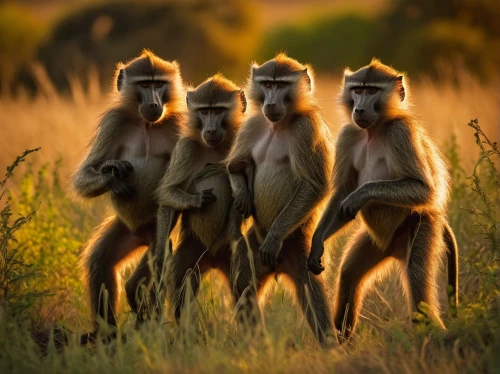 monkeys band,baboons,the blood breast baboons,primates,three monkeys,monkey family,langur,mandrill,monkey gang,monkeys,three wise monkeys,baboon,great apes,barbary macaques,de brazza's monkey,primate,gibbon 5,barbary monkey,national geographic,anthropomorphized animals,Illustration,Realistic Fantasy,Realistic Fantasy 08