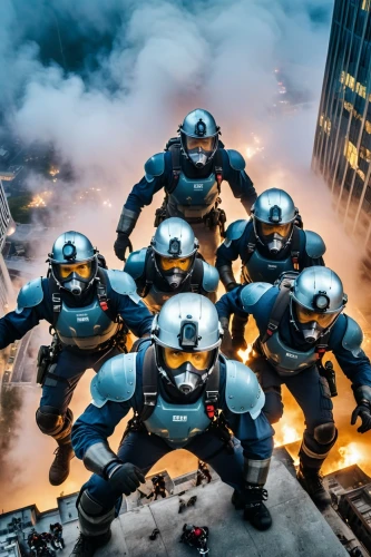 heavy object,storm troops,tau,firefighters,dystopian,civil defense,robot combat,baymax,skycraper,first responders,fire fighters,shield infantry,apocalypse,rescue workers,kryptarum-the bumble bee,steel man,invasion,disney baymax,valerian,dystopia