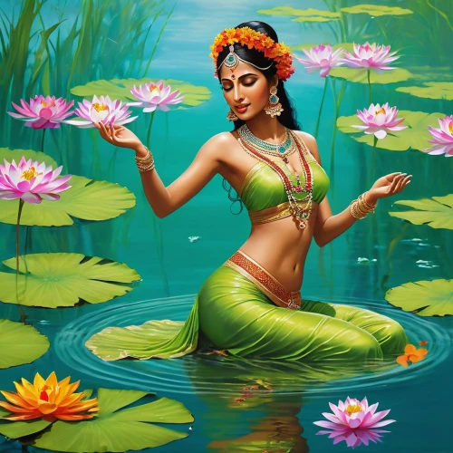 water lotus,janmastami,radha,sacred lotus,lotus blossom,lotus flowers,krishna,water nymph,lakshmi,lotus with hands,jaya,lotus on pond,lotus flower,hula,hare krishna,kerala,anahata,lotus,sari,indian art,Photography,General,Realistic