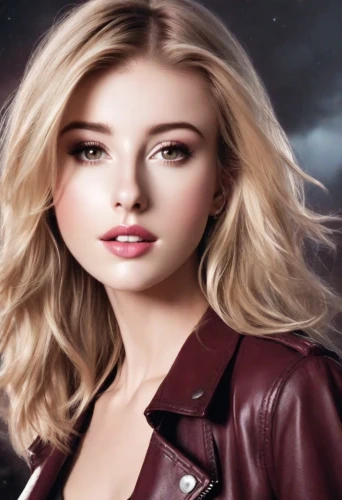 cool blonde,blonde woman,harley,leather jacket,olallieberry,portrait background,blonde girl,romantic look,realdoll,doll's facial features,airbrushed,blond girl,lycia,photoshop manipulation,beautiful young woman,beautiful model,love dove,photo painting,model beauty,pretty young woman