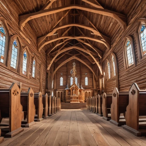 wooden church,wooden beams,pews,christ chapel,forest chapel,stave church,wood structure,wooden construction,wayside chapel,church religion,chapel,pipe organ,wood floor,wooden roof,church faith,sanctuary,black church,wooden floor,vaulted ceiling,holy place,Photography,General,Realistic