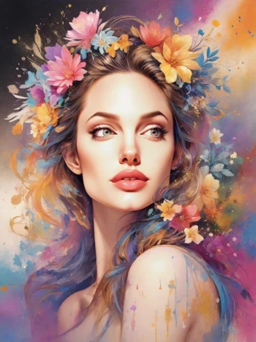 flower painting,girl in flowers,boho art,beautiful girl with flowers,fantasy portrait,world digital painting,flower fairy,flower art,watercolor floral background,floral background,art painting,watercolor pencils,flora,colorful floral,digital painting,fantasy art,romantic portrait,splendor of flowers,falling flowers,digital art