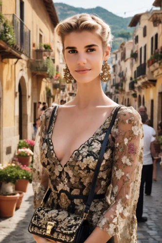girl in a long dress,taormina,floral dress,malcesine,nice dress,elegant,girl in a long dress from the back,girl in a historic way,a girl in a dress,tuscan,rapunzel,beautiful girl with flowers,paloma,lena,valentino,floral,angelica,beautiful young woman,elegance,pretty young woman,Photography,Natural
