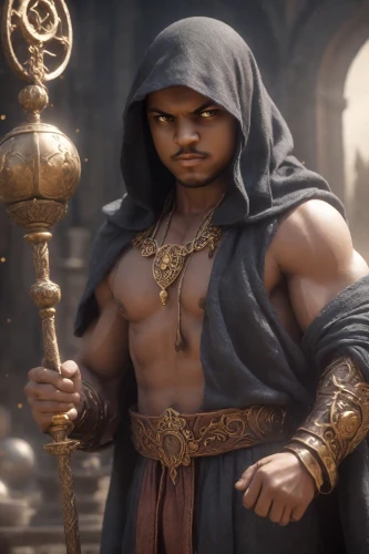 monk,male character,moor,cent,hercules,ankh,julius,zion,mohammed ali,scales of justice,aladha,taj,african american male,assassin,male elf,figure of justice,dane axe,greek god,black male,hooded man,Photography,Cinematic