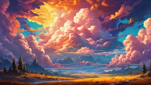 fantasy landscape,landscape background,mushroom landscape,volcanic landscape,mountain sunrise,high landscape,rainbow clouds,hot-air-balloon-valley-sky,cloud mountains,dune landscape,salt meadow landscape,clouds - sky,panoramic landscape,an island far away landscape,futuristic landscape,fantasy picture,mountain landscape,sky,cloud mountain,sky clouds,Conceptual Art,Daily,Daily 24