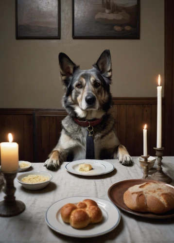 romantic dinner,candle light dinner,dog photography,dog-photography,dinner for two,holy supper,danish swedish farmdog,fine dining,dog angel,norwegian lundehund,thanksgiving dinner,place setting,first advent,kolach,eucharist,dinner party,animal photography,table setting,dining,passover,Photography,Documentary Photography,Documentary Photography 07