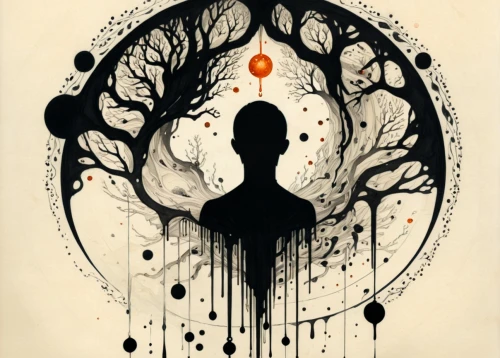 hanged man,birch tree illustration,mystery book cover,halloween poster,rooted,tree of life,shamanism,divination,the collector,dark art,the branches of the tree,shamanic,bodhi tree,silhouette art,silhouette of man,book cover,tree thoughtless,sci fiction illustration,the roots of trees,ink painting,Illustration,Black and White,Black and White 34