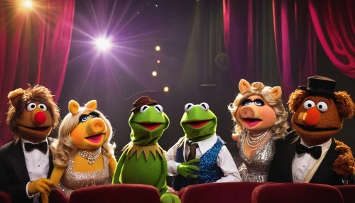 the muppets,puppet theatre,entertainers,puppets,artists of stars,oscars,sesame street,cabaret,singers,theater curtains,theater curtain,jury,kermit,stage curtain,audience,puppeteer,talent show,big band,performers,musical theatre,Illustration,Realistic Fantasy,Realistic Fantasy 05
