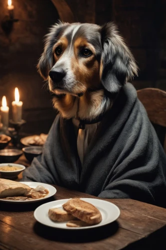 romantic dinner,dog photography,dog-photography,dog cafe,potcake dog,dinner for two,candle light dinner,sausages in a dressing gown,hygge,fine dining,bed and breakfast,romantic night,fika,dinner,dining,dog,delicious meal,date night,dog angel,animal photography,Conceptual Art,Fantasy,Fantasy 34