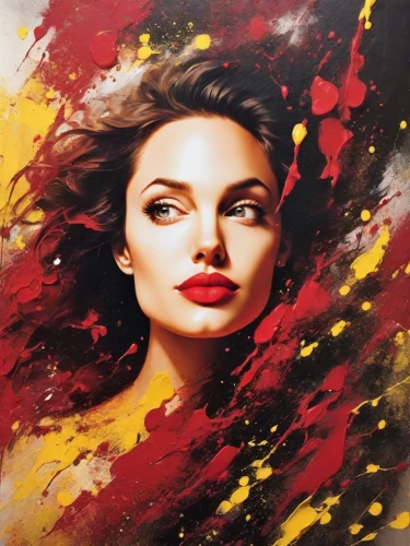 art painting,oil painting on canvas,italian painter,portrait background,painting technique,photo painting,scarlet witch,colored pencil background,fashion illustration,oil painting,effect pop art,woman face,painter,on a red background,fashion vector,popart,red background,painting,cool pop art,women's cosmetics,Photography,Cinematic