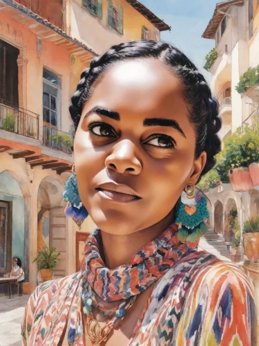 girl in a historic way,african woman,antigua,world digital painting,digital painting,nigeria woman,frida,color pencils,maria bayo,girl portrait,african american woman,coloured pencils,oil painting on canvas,colour pencils,oil on canvas,stone town,colored pencils,khokhloma painting,colored pencil,portrait of a girl,Digital Art,Ink Drawing