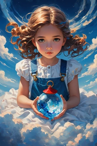 alice,mystical portrait of a girl,blue sky clouds,sky,little girl in wind,sky rose,clouds - sky,blue sky and clouds,azure,world digital painting,fantasy portrait,little clouds,girl with cereal bowl,cloud play,blue sky and white clouds,blue painting,cumulus,fall from the clouds,alice in wonderland,woman holding pie,Art,Artistic Painting,Artistic Painting 42