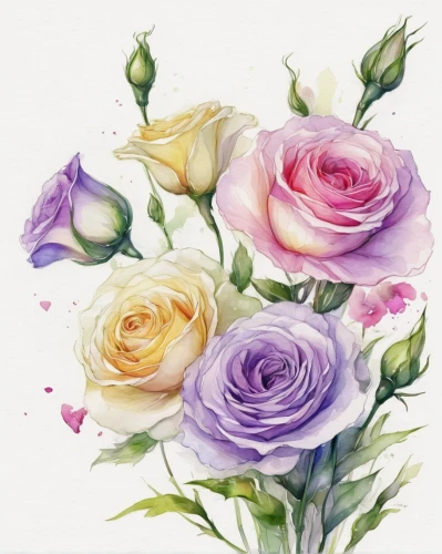 watercolor roses,watercolor roses and basket,watercolor floral background,watercolor flowers,flowers png,watercolour flowers,rose flower illustration,floral digital background,lisianthus,colorful roses,spray roses,garden roses,flower painting,roses pattern,floral background,watercolor flower,floral greeting card,noble roses,flower background,blooming roses,Illustration,Paper based,Paper Based 11