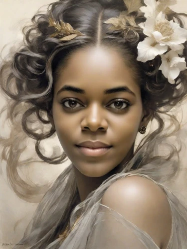 african american woman,beautiful african american women,african woman,afro-american,fantasy portrait,mystical portrait of a girl,afro american girls,linden blossom,nigeria woman,afro american,oil painting on canvas,black woman,romantic portrait,oil painting,woman portrait,african art,portrait of a girl,girl portrait,young woman,african-american