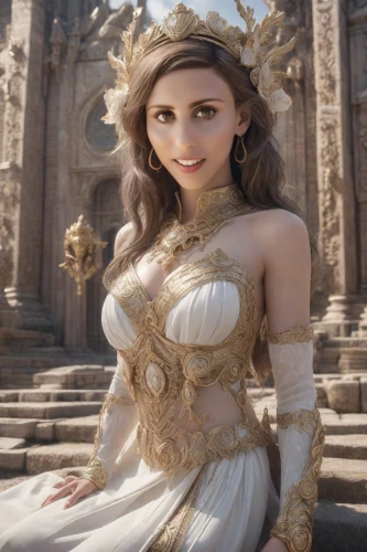 celtic queen,athena,cleopatra,rome 2,rapunzel,thracian,fantasy woman,priestess,artemisia,fantasy portrait,goddess of justice,natural cosmetic,female doll,pale,aphrodite,primrose,miss circassian,fairy tale character,elf,bridal clothing,Photography,Realistic