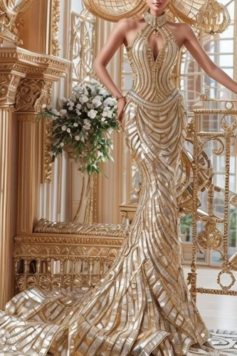 gold filigree,haute couture,evening dress,bridal dress,wedding gown,harpist,golden weddings,dress form,wedding dress,bridal clothing,bridal,art nouveau design,bridal party dress,peterhof,wedding dresses,paper art,gold plated,elegance,gold lacquer,art nouveau