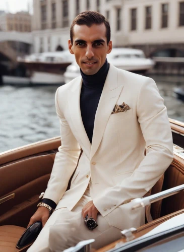 james bond,aristocrat,men's suit,on a yacht,bond,rowing dolle,venice italy gritti palace,yacht,yachts,bombardino,gentlemanly,nautical,brown sailor,navy suit,gondolier,businessman,billionaire,york boat,cullen skink,suit of spades,Photography,Natural