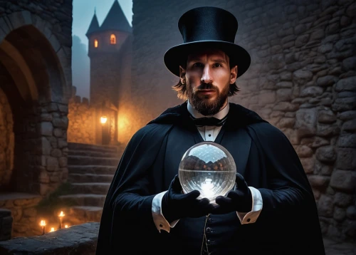 magician,medieval hourglass,clockmaker,candlemaker,ball fortune tellers,crystal ball-photography,lamplighter,hans christian andersen,magistrate,digital compositing,crystal ball,dracula,stovepipe hat,watchmaker,visual effect lighting,bellboy,wizard,pilgrim,candle wick,gothic portrait,Conceptual Art,Daily,Daily 25