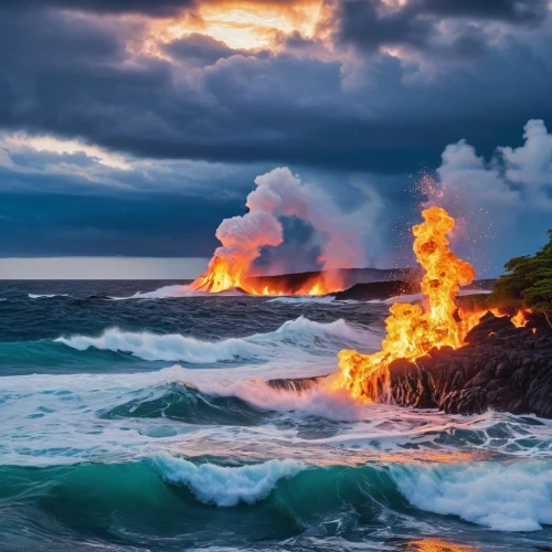 volcanic activity,types of volcanic eruptions,active volcano,volcanic landscape,lava flow,kilauea,volcanic field,blow hole,lava,volcanic eruption,volcanoes,fire and water,volcanic,geothermal energy,eruption,volcanos,the eruption,lava river,volcano,geothermal,Photography,General,Realistic