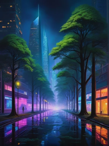 tokyo city,tokyo,futuristic landscape,shinjuku,cityscape,city at night,night scene,city lights,fantasy city,nightscape,citylights,city scape,world digital painting,cyberpunk,evening city,colorful city,vapor,ultraviolet,tokyo ¡¡,japan landscape,Art,Artistic Painting,Artistic Painting 30