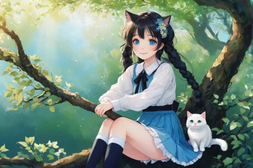 calico cat,cat ears,azusa nakano k-on,cat with blue eyes,calico,cat kawaii,pet,nyan,long-haired hihuahua,cat,nico,forest background,two cats,cute cat,paw,cute fox,kawaii animals,would a background,miku,cat on a blue background,Illustration,Realistic Fantasy,Realistic Fantasy 16
