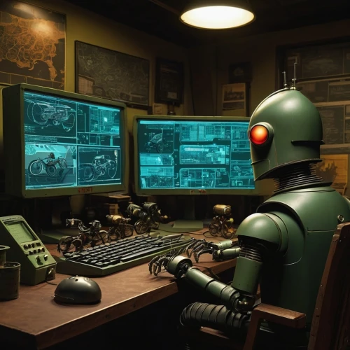 computer room,fallout4,control desk,cybernetics,man with a computer,switchboard operator,barebone computer,control center,sci fi surgery room,transistor checking,computer,computer system,fallout,night administrator,watchmaker,robotics,computer game,call center,chat bot,computer workstation,Illustration,American Style,American Style 02