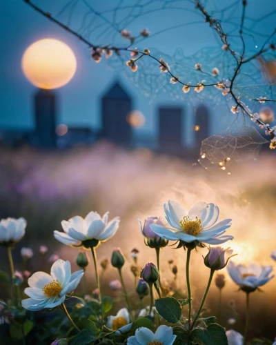 flower in sunset,flower background,japanese anemone,cosmos autumn,splendor of flowers,cosmos flowers,cosmos flower,japanese floral background,field of flowers,daisies,daisy flowers,flower meadow,flower field,flowering meadow,springtime background,evening atmosphere,falling flowers,blooming field,daisy flower,blue daisies