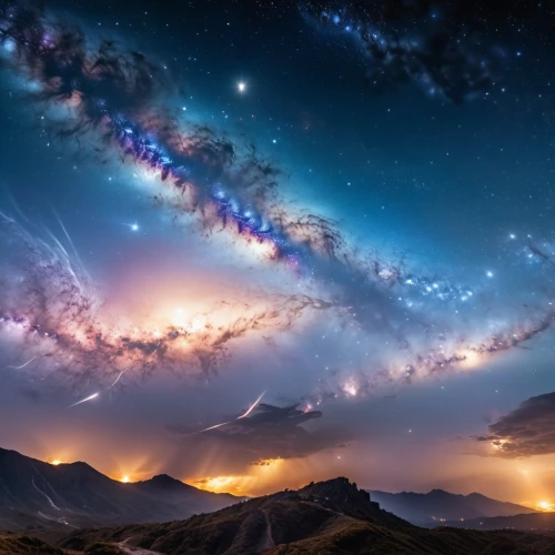the milky way,astronomy,milky way,space art,galaxy collision,milkyway,planet alien sky,the night sky,the universe,galaxy,spiral galaxy,colorful stars,colorful star scatters,night sky,universe,alien world,starscape,fantasy landscape,celestial bodies,astronomical,Photography,General,Realistic