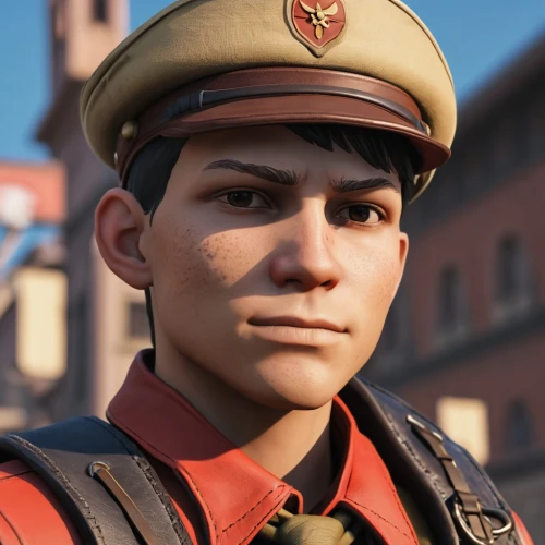 medic,scout,beret,red army rifleman,cadet,german rex,combat medic,grenadier,marco,yuri gagarin,francisco,soldier,german helmet,lukas 2,communist,peaked cap,a uniform,oskar,general,brown cap,Photography,General,Realistic