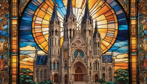 stained glass window,stained glass windows,stained glass,church painting,sagrada familia,duomo,church windows,notre dame de sénanque,cathedral,stained glass pattern,church window,duomo di milano,christ chapel,tabernacle,washington national cathedral,panel,gaudí,gothic church,ulm minster,altar,Illustration,Realistic Fantasy,Realistic Fantasy 21