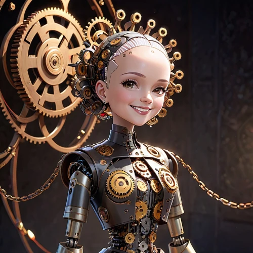 steampunk,clockmaker,female doll,the japanese doll,mechanical,angelica,oriental princess,humanoid,artist doll,japanese doll,designer dolls,3d fantasy,clockwork,sci fiction illustration,cg artwork,cybernetics,steampunk gears,laika,alibaba,cyborg,Anime,Anime,Cartoon