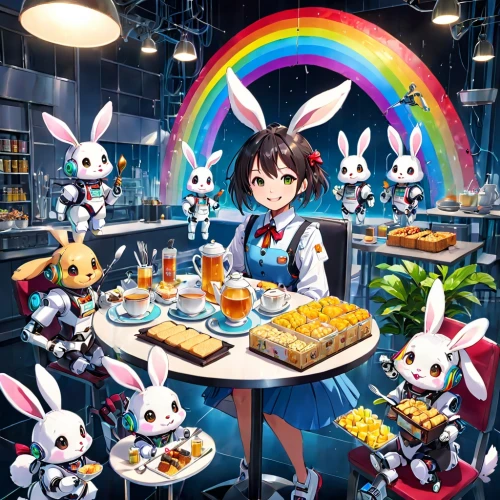 kawaii foods,kawaii food,easter theme,doll kitchen,rainbow background,rainbow rabbit,easter background,star kitchen,cooking book cover,easter festival,haruhi suzumiya sos brigade,easter brunch,rabbit family,cake shop,ice cream parlor,bunnies,tea party collection,alice,nyan,background image,Anime,Anime,Realistic