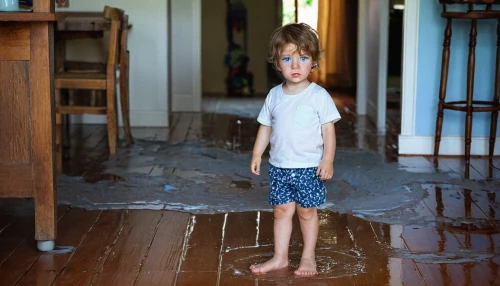 child portrait,photographing children,wooden floor,hurricane katrina,flooded,clay floor,photos of children,wood floor,floods,floor fountain,flood,unhappy child,home destruction,puddle,static electricity,water hose,flooding,to stand,flooring,toddler,Art,Artistic Painting,Artistic Painting 38