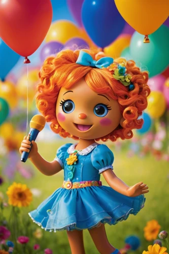 little girl with balloons,agnes,rosa ' the fairy,colorful balloons,cute cartoon character,rosa 'the fairy,little girl twirling,star balloons,girl in flowers,happy birthday balloons,redhead doll,merida,flower fairy,balloon,colorful daisy,doll dress,rainbow color balloons,cartoon flowers,flower girl,ballon,Illustration,American Style,American Style 08