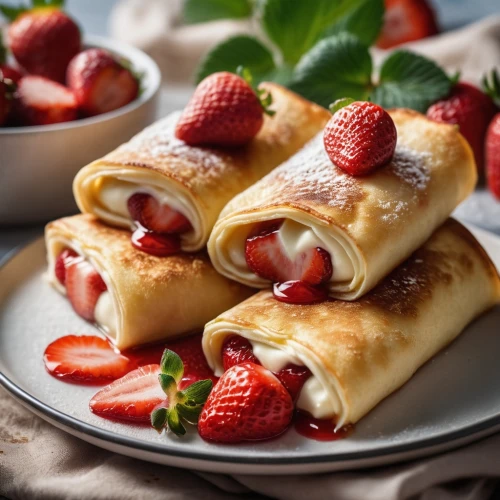strawberry roll,crepes,roll pastry,jam roly-poly,crêpe,strudel,blintz,flaky pastry,puff pastry,roll cake,crepe,apple strudel,stuffed pancake,crape,swiss roll,juicy pancakes,butter rolls,pannekoek,black forest cherry roll,coconut rolls,Photography,General,Cinematic