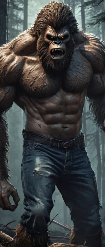 kong,gorilla,king kong,ape,silverback,werewolf,wolfman,werewolves,brute,tarzan,nordic bear,barbarian,wolverine,orangutan,great apes,strongman,aaa,the blood breast baboons,cave man,forest man,Conceptual Art,Sci-Fi,Sci-Fi 06