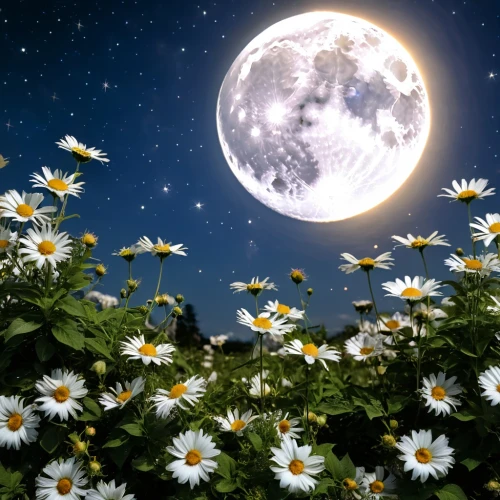 moon and star background,moonflower,moonlit night,flowers celestial,wood daisy background,white cosmos,daisies,moonlit,full moon,star of bethlehem,flower background,moon and star,stars and moon,the moon and the stars,white daisies,the night of kupala,beach moonflower,moonlight cactus,moons,splendor of flowers,Photography,General,Realistic