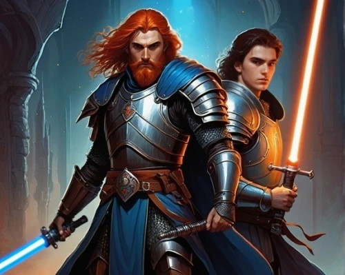 cg artwork,rots,guards of the canyon,jedi,storm troops,swordsmen,obi-wan kenobi,clone jesionolistny,lightsaber,musketeers,heroic fantasy,vilgalys and moncalvo,portal,aaa,defense,republic,sw,father and son,maul,warrior and orc