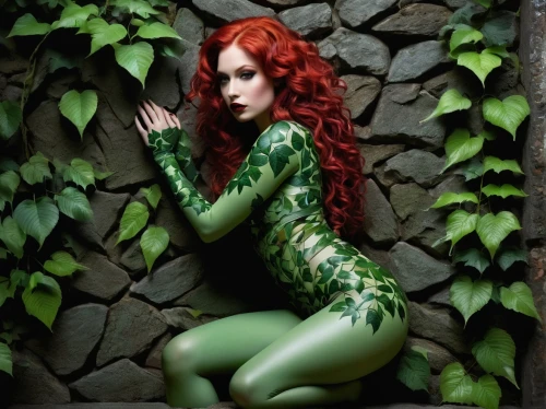 poison ivy,bodypaint,dryad,ivy,bodypainting,background ivy,body painting,green mermaid scale,rusalka,the enchantress,green skin,faery,anahata,green snake,fantasy woman,faerie,ariel,celtic queen,emerald lizard,green mamba,Illustration,Abstract Fantasy,Abstract Fantasy 20