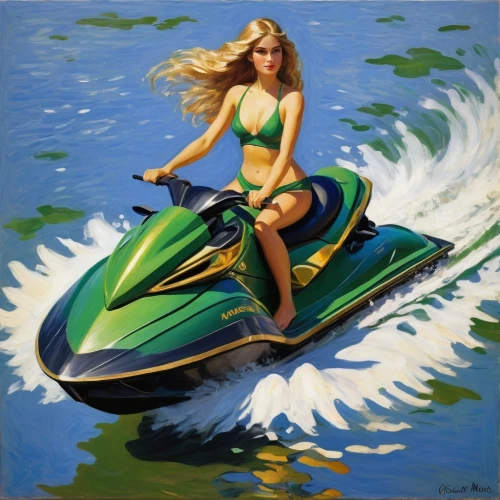 jet ski,watercraft,surfboat,speedboat,personal water craft,waterskiing,powerboating,water ski,wakesurfing,water sport,surface water sports,motor boat race,surf kayaking,kayak,power boat,kneeboard,girl on the boat,surfboard,water sports,pedal boats,Art,Artistic Painting,Artistic Painting 04