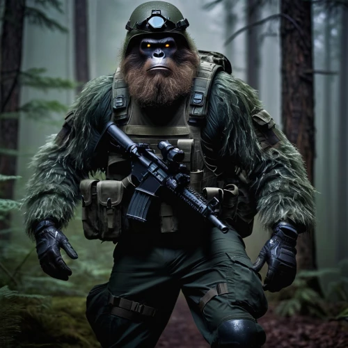 monkey soldier,war monkey,gorilla soldier,woodsman,nordic bear,red army rifleman,forest man,patrol,patrols,combat medic,military raptor,aaa,grenadier,chewbacca,parka,solo,war veteran,troop,ranger,bloodhound,Photography,Fashion Photography,Fashion Photography 16