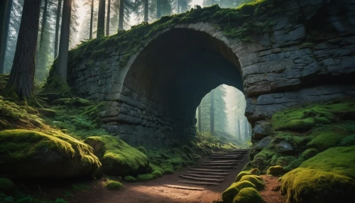 germany forest,the mystical path,hollow way,devil's bridge,natural arch,wall tunnel,hiking path,forest path,saxon switzerland,archway,tunnel,elbe sandstone mountains,heaven gate,rock arch,fairytale forest,bridge arch,the path,train tunnel,tunnel of plants,plant tunnel,Photography,General,Fantasy