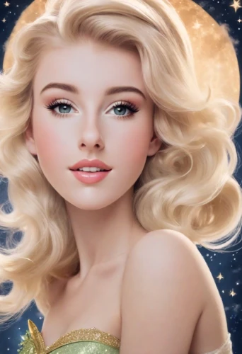 elsa,fantasy portrait,star illustration,fantasy woman,star mother,venus,fantasy girl,celtic woman,zodiac sign libra,horoscope libra,aphrodite,queen of the night,virgo,fairy tale character,andromeda,moon and star background,star dahlia,blonde woman,herfstanemoon,world digital painting