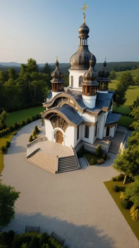 putna monastery,monastery,sihastria monastery putnei,prislop monastery,wooden church,romanian orthodox,pilgrimage church of wies,3d rendering,archimandrite,island church,greek orthodox,baroque monastery church,orthodox,observatory,render,russian pyramid,roof domes,alexander nevski church,granite dome,mortuary temple,Photography,General,Realistic