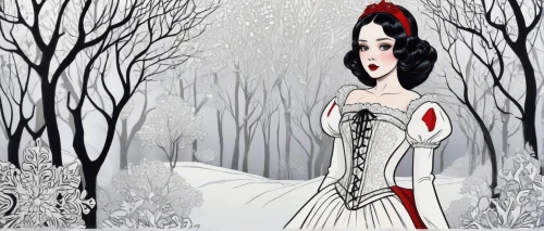 the snow queen,snow white,white rose snow queen,suit of the snow maiden,queen of hearts,swath,fairy tale character,eternal snow,red riding hood,white winter dress,pierrot,fairy tales,snow scene,the snow falls,ice queen,fashion illustration,the enchantress,winter background,ballerina in the woods,frozen,Illustration,Black and White,Black and White 05