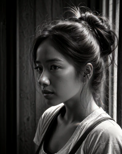 vietnamese woman,japanese woman,asian woman,moody portrait,geisha girl,oriental girl,mystical portrait of a girl,girl portrait,portrait photographers,bloned portrait,han thom,regard,asian girl,portrait of a girl,vintage asian,potrait,portrait photography,grayscale,young woman,dark portrait