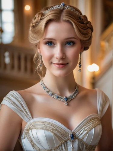 bridal jewelry,bridal accessory,celtic woman,elsa,cinderella,diadem,diademhäher,victorian lady,bridal,bridal clothing,bridal dress,princess anna,celtic queen,princess crown,pearl necklace,debutante,princess sofia,princess' earring,romantic portrait,blonde in wedding dress,Illustration,American Style,American Style 15