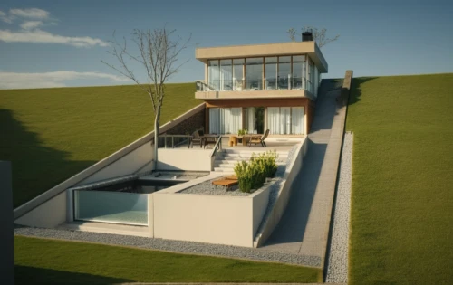 3d rendering,modern house,dunes house,render,grass roof,residential house,modern architecture,flat roof,3d render,cubic house,landscape design sydney,model house,danish house,3d rendered,roof landscape,pool house,frame house,garden elevation,turf roof,archidaily,Photography,General,Realistic